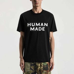 Mäns T-shirts Human gjorde grundläggande engelska tryckta slubby Cotton Short Sleeve T-shirt för män och kvinnor T221130