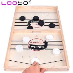 Party Games Crafts Fast Sling Puck Puck Paced Wood Table Hockey Winner Interactive Chess Toys for Adult Children Desktop Battle Board 221201