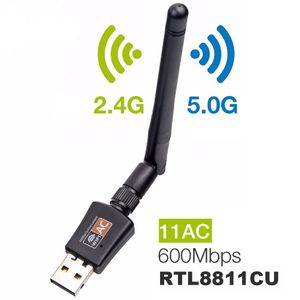 Dual Band 600Mbps USB wifi Adapter 2.4GHz 5GHz WiFi with Antenna PC Mini Computer AC600 Network Card Receiver 802.11b n g ac