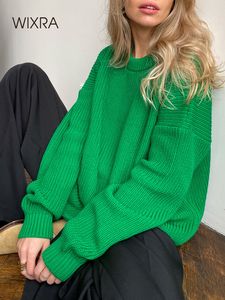 Kobiety swetry Wixra Kobiety Podstawowe luźne sweter ciepłe pulloby jasne kolory sweter swobodny