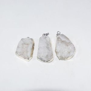 Pendant Necklaces Raw White Crystal Quartz Druzy Stone For Necklace Charms 5pc Lot Jewelry Making Large Geode Drusy Gem Women Accessories