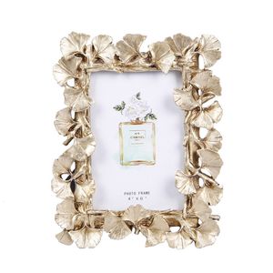 Ramar Creative Retro Golden Picture Frame American Ginkgo Leaf Lämplig för dekorativ målning 4 tum 6 tum PO -ram 221201