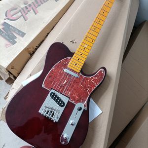 6 cordas guitarra elétrica vermelha escura com bordo amarelo braço vermelho pickguard personalizável