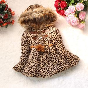 Casa de baixo para as crianças S Winter Leopard Faux Collar Flower Flor Autumn Mantenha quente Espalhar as crianças roupas garotas Casa de roupas de roupa 221130