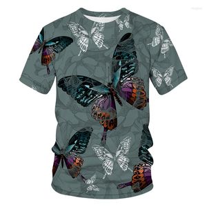 Мужская футболка мода летняя футболка 2022 3D Cartoon Butterfly Print Buttors Bratch Supare Style Size 7xl