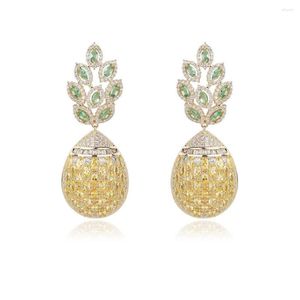 dangle earrings cubic zircon pineapple for wedding crystals fruit earring pride women girlギフトCE10904