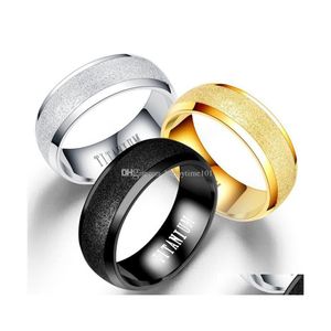 Bandringe Blank Frosted Ring Dl Polnischer Edelstahl Titan Bandringe Für Männer Frauen Modeschmuck Geschenk Drop Lieferung Dhatq