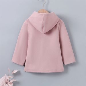 Cappotto Ragazze Bottoni frontali Tasche Addensare Con cappuccio Autunno Inverno Bambino Bambini Manica lunga Casual Tinta unita Rosa Capispalla Lana s 221130