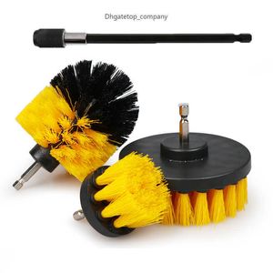 4pcs/set Drill Brush Cleaner Scrubbing Brushes with Extension Rod for Car Grout Tub Shower Kitchen Auto Care Cleaning Tools
