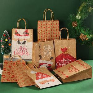 Confezione regalo 21 cm Grandi sacchetti natalizi 12 pezzi Sacchetto di carta Kraft per spuntino natalizio Confezione regalo di abbigliamento Natale 2022