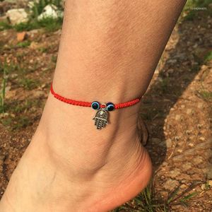 Anklets boho röd tråd turkisk ögon ankel armband söt hamsa fatima fotkedja onda halhal smycken för kvinnor tornozeleira