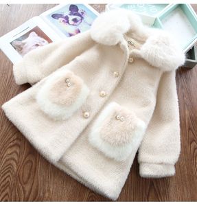 Coat 2023 Children s winter Girls mink long cotton coat Thick 221130