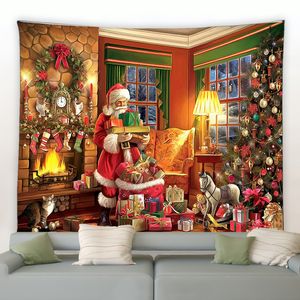 Tapestries Christmas Tapestry Funny Santa Claus Xmas Tree Balls Gifts Pise Pise Home Decor Art Wall Hanging For Dorm Bedroom Living Room 221201