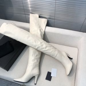 Designer High Boot for Women Real Patent Leather Turn p￤ls non-halp mid chunky h￤len kilskor mode ￤kta andningsbara och l￤tta skor med l￥dstorlek 35-41