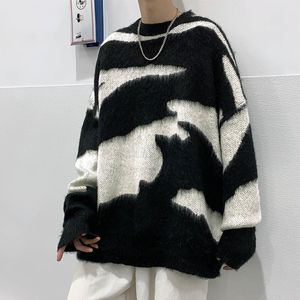 Mens Sweaters Autumn Winter Korean Fashion Knitted Sweater Y2k Streetwear Men Tie Dye Casual Pullover Harajuku Knit Top Blouses 221130