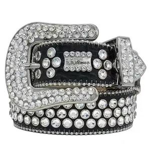 2023 مصمم BB Belt Simon Belts للرجال نساء حزام ماس لامع أسود على أسود أزرق أبيض متعدد الألوان مع Bling Rhinestons كهدية