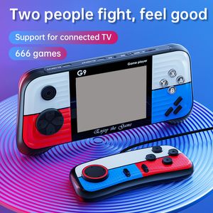 La console di gioco portatile con joystick 3D può contenere 666 display LCD a colori classico da 3,0 pollici Supporto per due giocatori Riproduzione AV Uscita AV Lettori di giochi portatili ultrasottili G9 Regalo per bambini