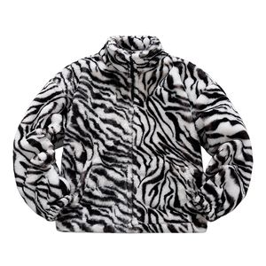 Erkek Ceket Sonbahar Kış Peluş Kat Erkekler Zebra Desen Zipper Ceket Moda Nedensel Yumuşak Dış Giyim Windbreaker Giyim Erkek Artı Boyut 5XL 221130