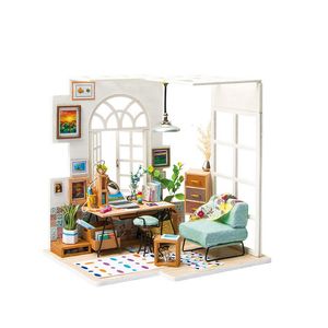 Puzzles Robotime DIY Miniature Doll House with Furniture Toys for Children Wood Dollhouse Doll Accessories Girl's Gifts SOHO Time DGM01 221201