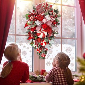 Decorative Flowers Christmas Decoration Candy Wreath Ornaments Lollipop Door Hanging Fake Leaf Garland Artificial