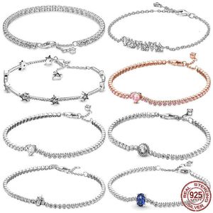 Bracciale catena argento sterling 925 temperamento di lusso oro rosa cuore abbellimento misura regolabile perline fascino originale regalo fai da te