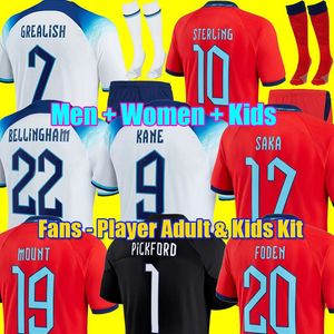 2022イングランドサッカージャージケインスターリングラッシュフォードサンチョグレールマウントフォーデン22 23ナショナルワールドカップキットフットボールシャツ男性キッズセット女性