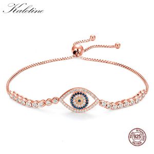 Bracelet Chain Kaletine Blue Evil Eye Cz Charms 925 Sterling Silver Bracelets for Women Luxury Brand Mens 2018 Rose Gold Jewelry