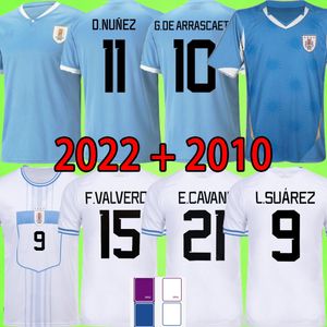 2022 Jerseys de futebol do uruguai Homens Kit Suarez Cavani Valverde Nunez Arrascaeta Araujo Camisas de futebol Retro Home Away Blue White Camisas de Futebol