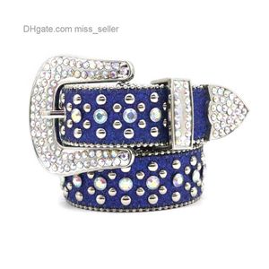 2022 Cintur￣o de designer BB Simon Rhinestone Belt Homem e Mulheres Universal Rivet Pin Buckle Street Fashion Hip Hop Redy Red Style Vers￡til