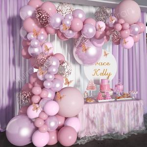 Juldekorationer Macaron Butterfly Balloon Garland Arch Kit Happy Birthday Party Decor Kids Baby Shower Latex Ballon Chain Wedding Party Supplies 221201