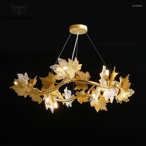 Żyrandole nordyckie luksusowe złotą sztukę oświetlenie żyrandorzy nowoczesne francuskie wiejskie połysk Cristal hanging lampa rustykalne lampy dekoracyjne lampy