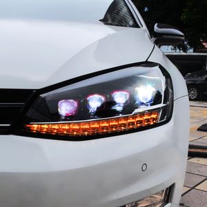 車のライトヘッドライトLED VW Golf 7 LEDヘッドライトブルーDRLデイタイムランニングライトカーアクセサリーフロント照明