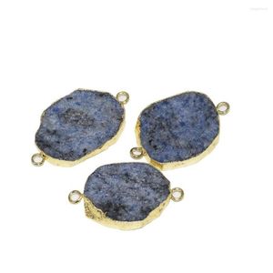 Pendant Necklaces Big Irregular Raw Slice Dot Stone Connector For Necklace 2022 Natural Blue Crystal Quartz Point Women Gift