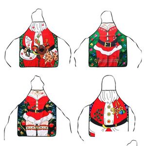 Förkläden 3D tryckt julförkläden nyår levererar sexiga adts kvinnor mode middag fest xmas matlagning förkläde dekorationer 8 5yw hh dr dh8nd