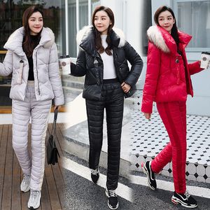 Skiing Suits Thick Warm Ski Suit Women Waterproof Windproof and Snowboarding Jacket Pants Set Female Snow Costumes Outdoor 221130