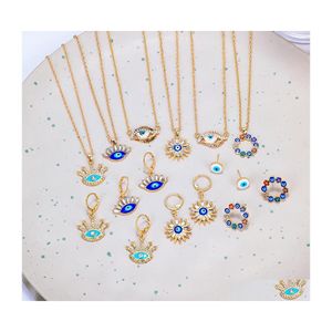 Pendant Necklaces Fashion Jewelry Turkish Evil Eye Pendant Necklace Rhinestone Blue Choker Necklaces Drop Delivery Pendants Dholh