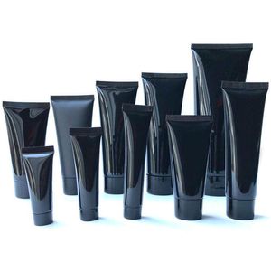 Bottiglie di imballaggio 0Ml Bottiglia morbida di plastica nera Vuota Detergente viso cosmetico Crema per gli occhi Tubo di compressione Lozione per le mani Bottiglie di imballaggio per labbra Dhung