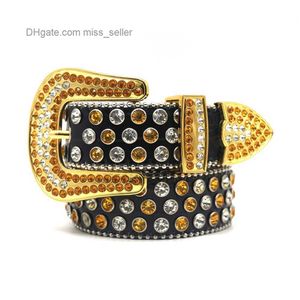 2022 Designer Belt Bb Simon Waistband Belt Men's Glass Beads Needle Buckle Crocodile Pattern Street Hip Hop Personality Network miss seller