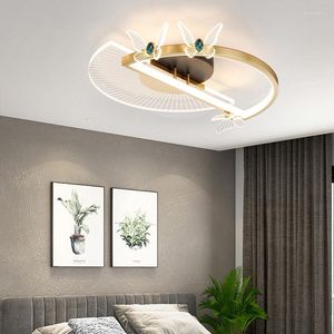 Lâmpadas pendentes Lâmpada de teto LED de quarto nórdico Modernista de jantar minimalista de personalidade viva Butterfly Creative Study Chandelier