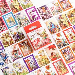 Presentf￶rpackning 46st Vintage Scrapbooking Sticker Futterfly Flower Fairy Craft Paper Stickers f￶r skr￤pplanplaner Dekoration