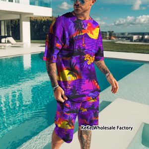 Tute da uomo Summer Cool Harajuku MagliettePantaloncini Suit Holiday Beach Man Sets 3D Print Sportwear Abbigliamento maschile Tees Top 2 pezzi 221201