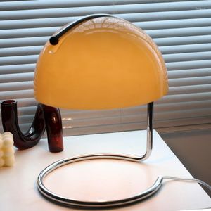 Table Lamps Nordic Bauhaus Glass Lamp Antique Yellow Iron Hat Bedroom Bedside Metal Atmosphere Decorative