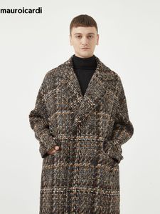 Herren Wollmischungen Mauroicardi Herbst Winter Lose Bunte Stilvolle Warme Tweed Wollmantel Männer Zweireiher Coole Luxus Designer Kleidung 221201