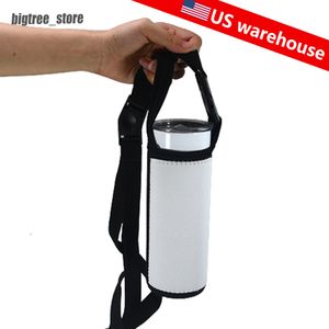US warehouse Sublimation Reusable Neoprene Iced Coffee Cup Sleeve Handle Insulated Sleeves Cup Cover Holder Idea for 20oz Tumbler Cups Fast