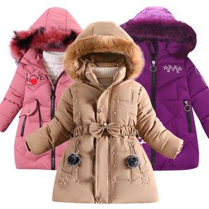 Piumino Piumino invernale per bambini stile alla moda per bambini medio e lungo cappotto in cotone con cappuccio in lana stampata 221130