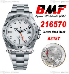 GMF V4 Explorer II A3187 Automatic Mens Watch GMT M216570 mm White Dial L Oystersteel Bracelet Super Edition Watches Correct Hand Stack Puretime