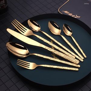 Conjuntos de utensílios de jantar 7pcs aço inoxidável talheres de luxo conjunto de faca colheres de chá