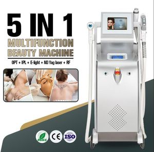 Professionale 5 in 1 doppio schermo IPL OPT parmanent Macchina per la depilazione ND YAG Elight RF Pigmento Rimuovi Trattamento Ringiovanimento della pelle Spa Apparecchiature di bellezza