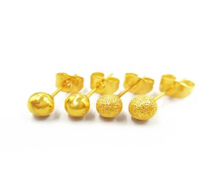 Ball Shaped Stud Earrings Simple Styl 18k Yellow Gold Filled Womens Girls Fashion Earrings Gift5183482