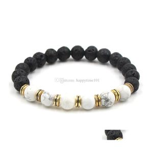 Braccialetti con ciondoli Moda Bracciale Chakra in pietra lavica nera naturale Aromaterapia Diffusore di oli essenziali per gioielli da donna Drop Delivery Dhm3X